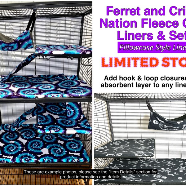 Critter Nation and Ferret Nation Cage Liners and Sets, Pillowcase Style, Limited Stock