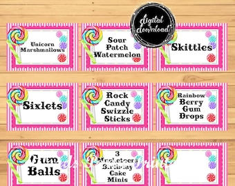 Personalized Candy Party Theme Buffet Signs, Food Tents, Sweets Bar Labels, Baby Showers, Birthday Parties, Printable Digital Download