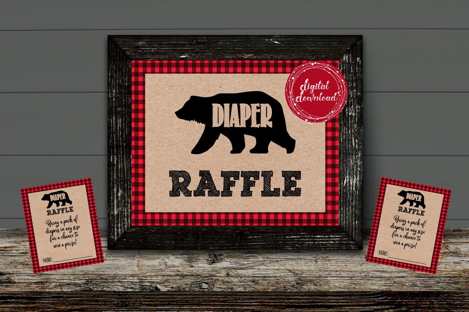 Printable Lumberjack Bear Baby Shower Diaper Raffle Tickets - Etsy