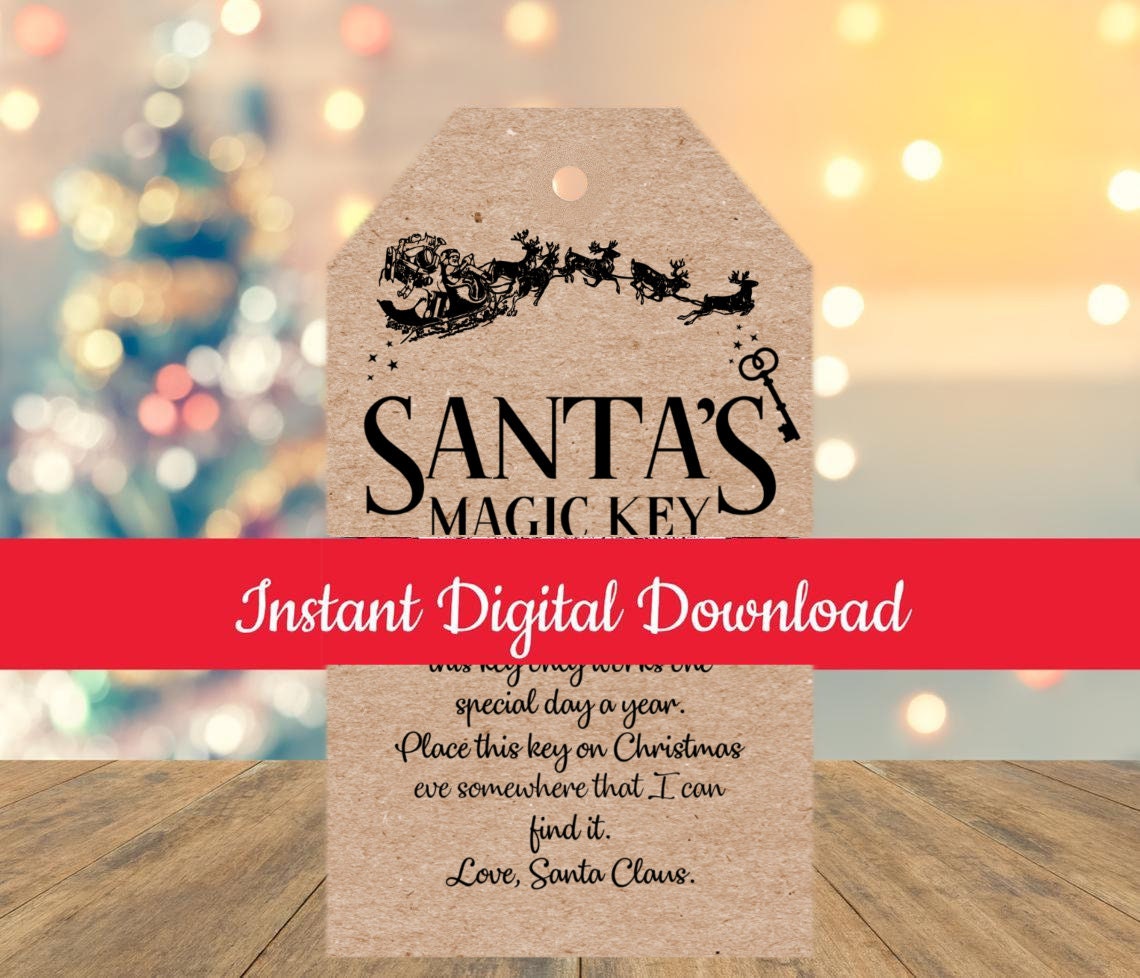 Printable Santa's Magic Key Poem Tag, Santa Key Tag, Party Gift Favor or  School & Church Handout, Gift Idea for Kids Grandkids and Neighbors 