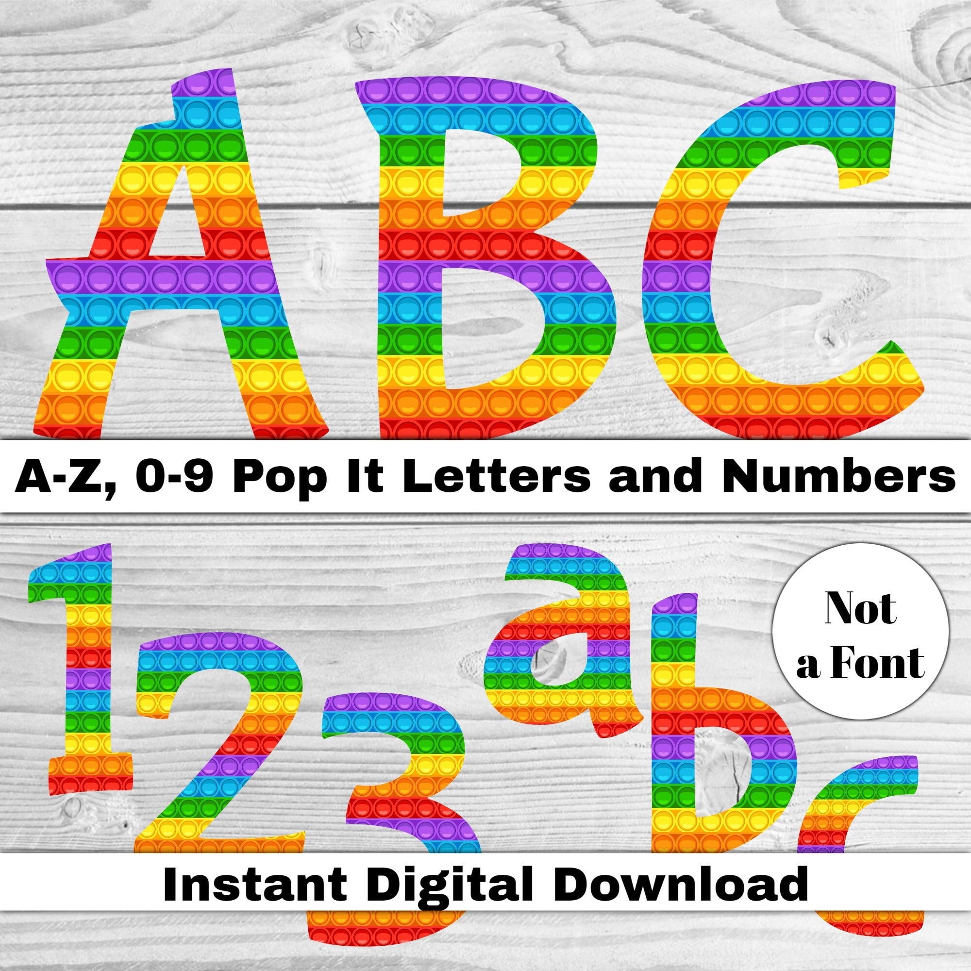 Pop Fidget Toy lettres et chiffres, AZ & 0-9 alphabet complet, lot 2,  chewing-gum, téléchargement numérique instantané PNG, pas une police -   Canada