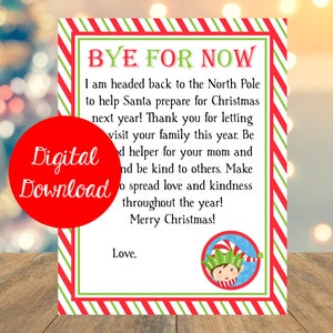 Carta de elfo, Carta de elfo de adiós, Carta de elfo estante, Carta de noche de Navidad de Elfo, Descarga digital imprimible instantánea