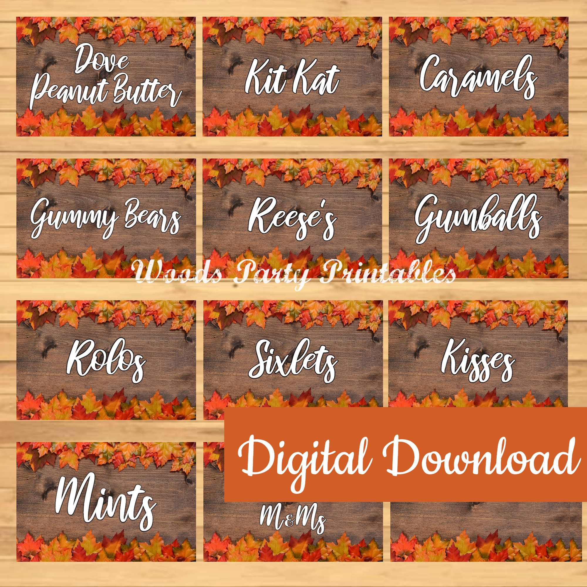 Autumn Leaves Candy Buffet Personalised Wedding Sign