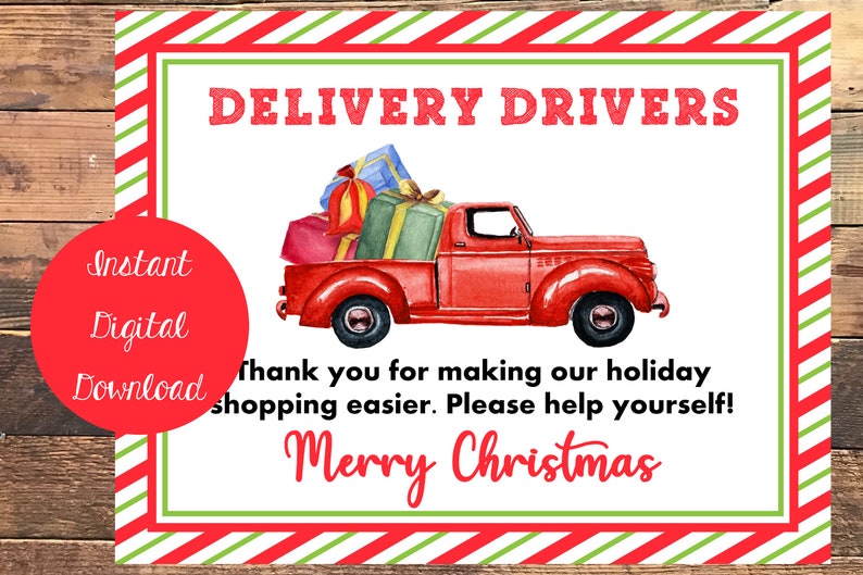 Delivery Driver Thank You Sign Christmas Package Delivery Etsy