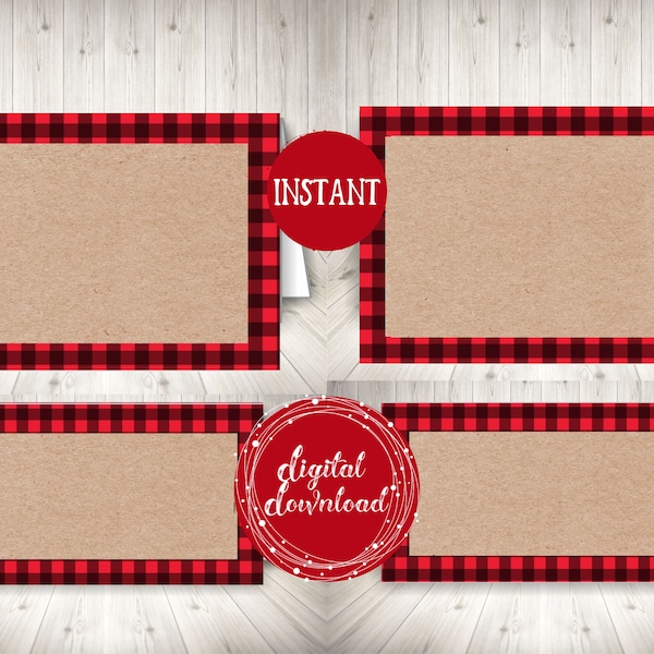 Plain Lumberjack Buffalo Check Plaid Food Tent, Place Cards, Thanks Giving, Christmas Candy Buffet Signs, Instant Printable Digital Download