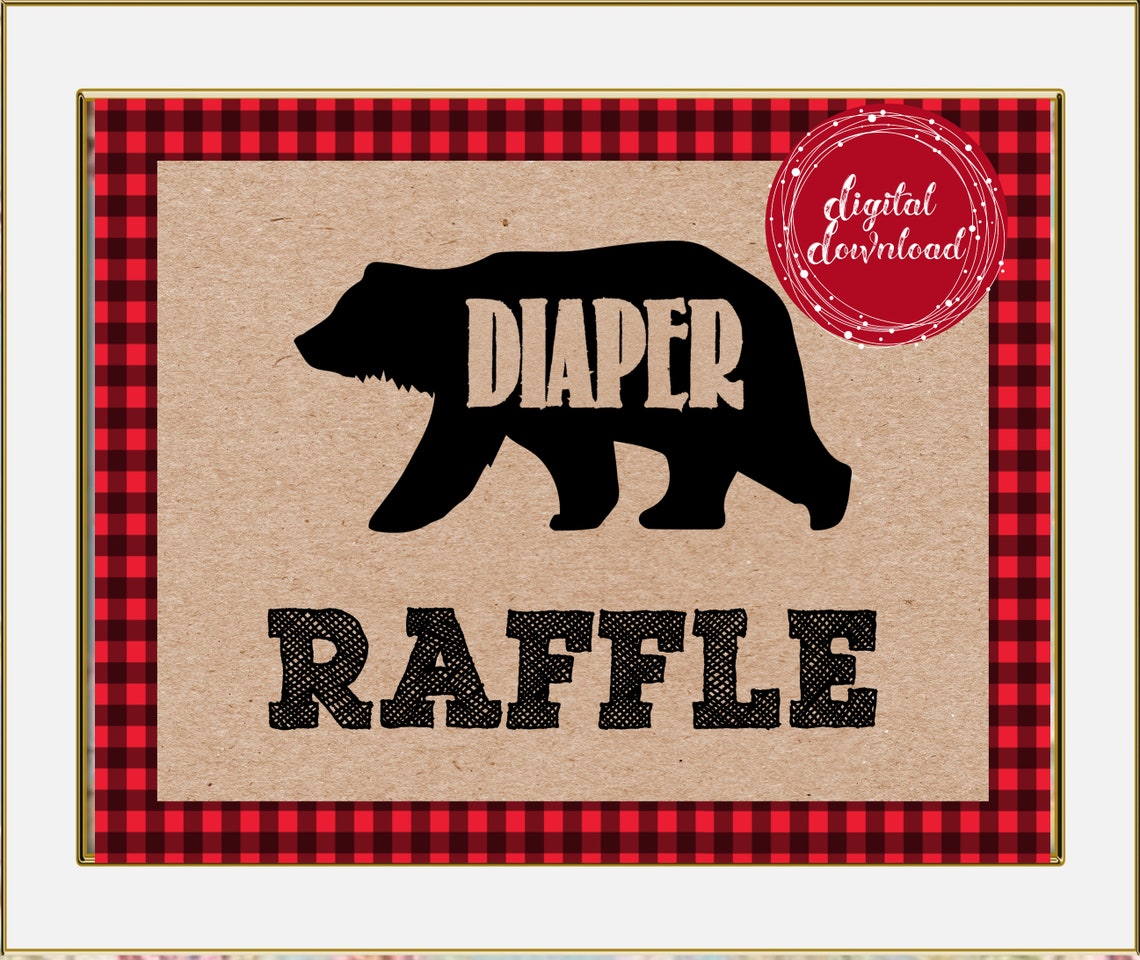 Printable Lumberjack Bear Baby Shower Diaper Raffle Tickets - Etsy