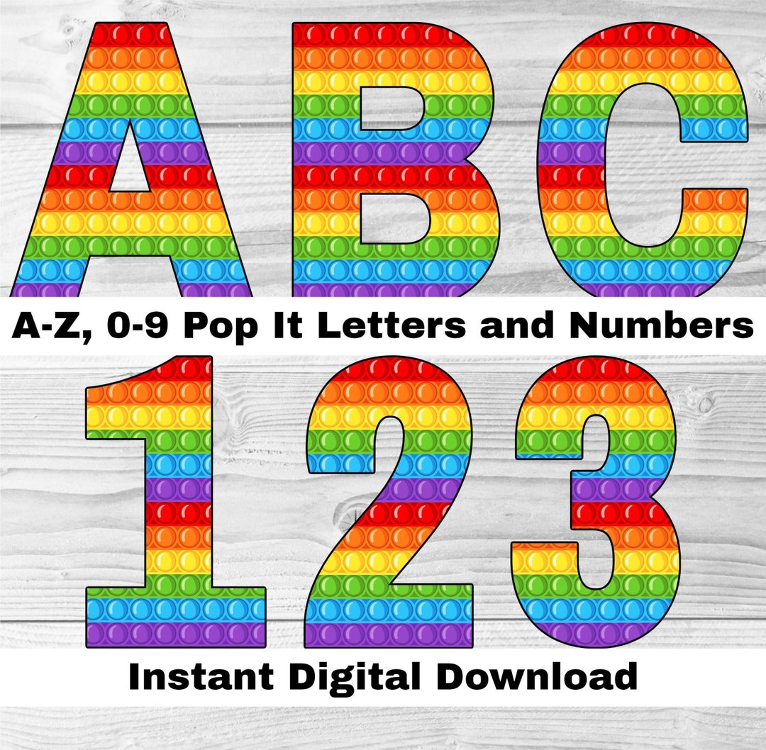 Pop It Fidget Toy Letters and Numbers AZ & 09 Complete Etsy