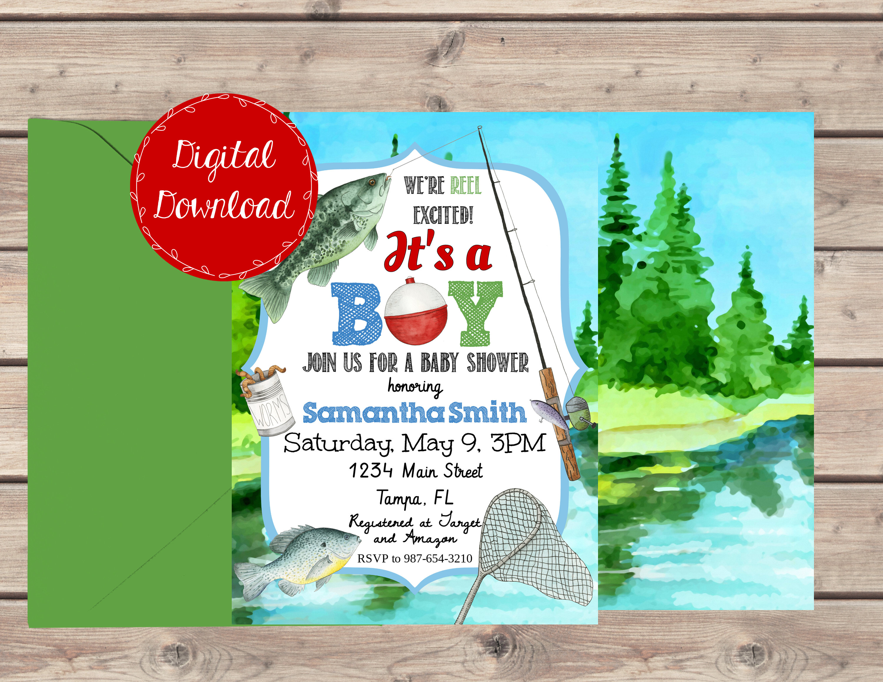 Personalized Fishing Baby Shower Invitation We're Reel Excited