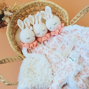 Personalized Rabbit Comforter, Flat Comforter, Birth Gift Idea, Baby Gift