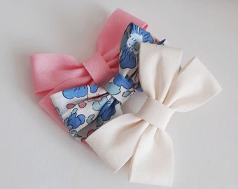 Hair bow set 3pcs, Gift idea  // Lot de 3 barrettes fille Liberty, Barrettes Noeud TRIO, Cadeau fille, bébé fille