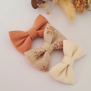 Hair bow set 3pcs // Set of 3 girl hair clips, TRIO Knot Hair Clips, Double gauze, Cotton, Girl gift, baby