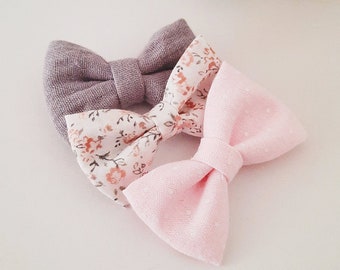 Hair bow set 3pcs // Set of 3 bars girl, Bars Knot TRIO, Double gauze, Cotton, Gift girl, baby girl