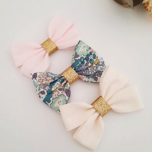 Hair bow set 3pcs, Gift idea // Lot of 3 Liberty girl barrettes, TRIO knot barrettes, Girl gift, baby girl