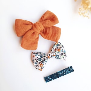 Hair bow set, Girl hair bow, TRIO Liberty // Lot 3 barrettes, Trio Liberty, Girl gift