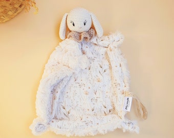 Doudou Lapin Personnalisé, Doudou Plat, Idée cadeau naissance, Cadeau bébé