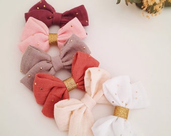 Boho style hair bow, Gift idea, Different support // Noeud cheveux , Double gaze OEKOTEX, Different support, Idée cadeau