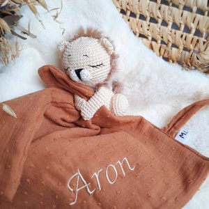 Personalized LION Doudou, Doudou with pacifier attachment, Gift idea image 2