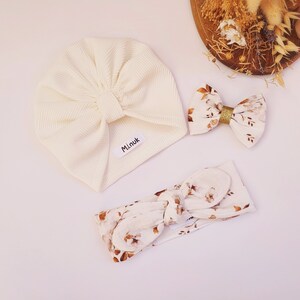 Baby girl birth box, Turban with Removable Knot, Baby tie headband // Baby girl gift box, Baby turban, Headband image 7