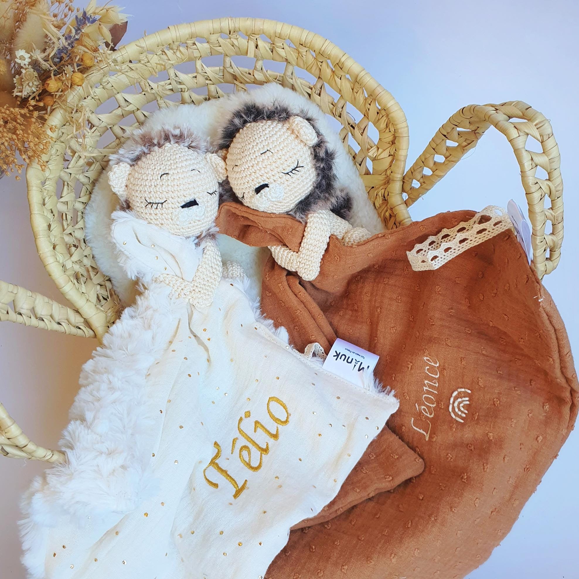 Doudou lion en gaze de coton – Nomad creation
