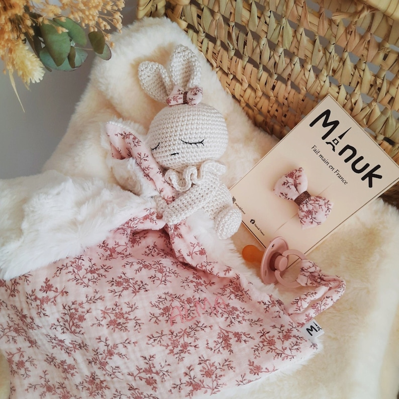 Crochet Bunny Lovey Pacifier Holderbaby Nylon Headband Etsy