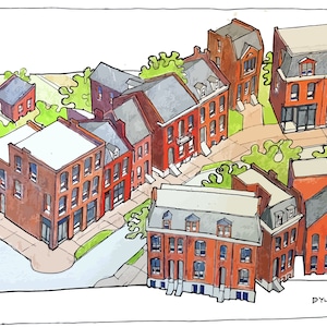 Soulard St. Louis Art, St. Louis Postcard Size Art, Urban Art, Cheerful Art, Colorful Art, St. Louis Art Print
