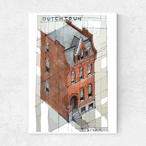 Impressão artística de Dutchtown St. Louis, esboço urbano, cartões postais de St. Louis, arte de parede de St.