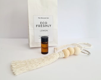 ECO FRESHLY! Natural Wooden Macrame Car Air Fresheners / Aromatherapy / Essential Oils / Eco Friendly / Fragrance / The Blossom Hut