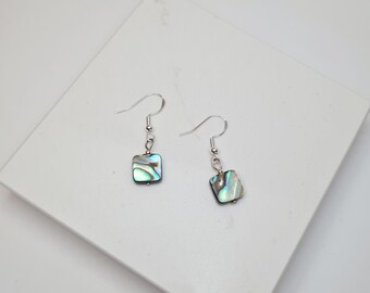 Orecchini quadrati in argento sterling 925 con conchiglia di