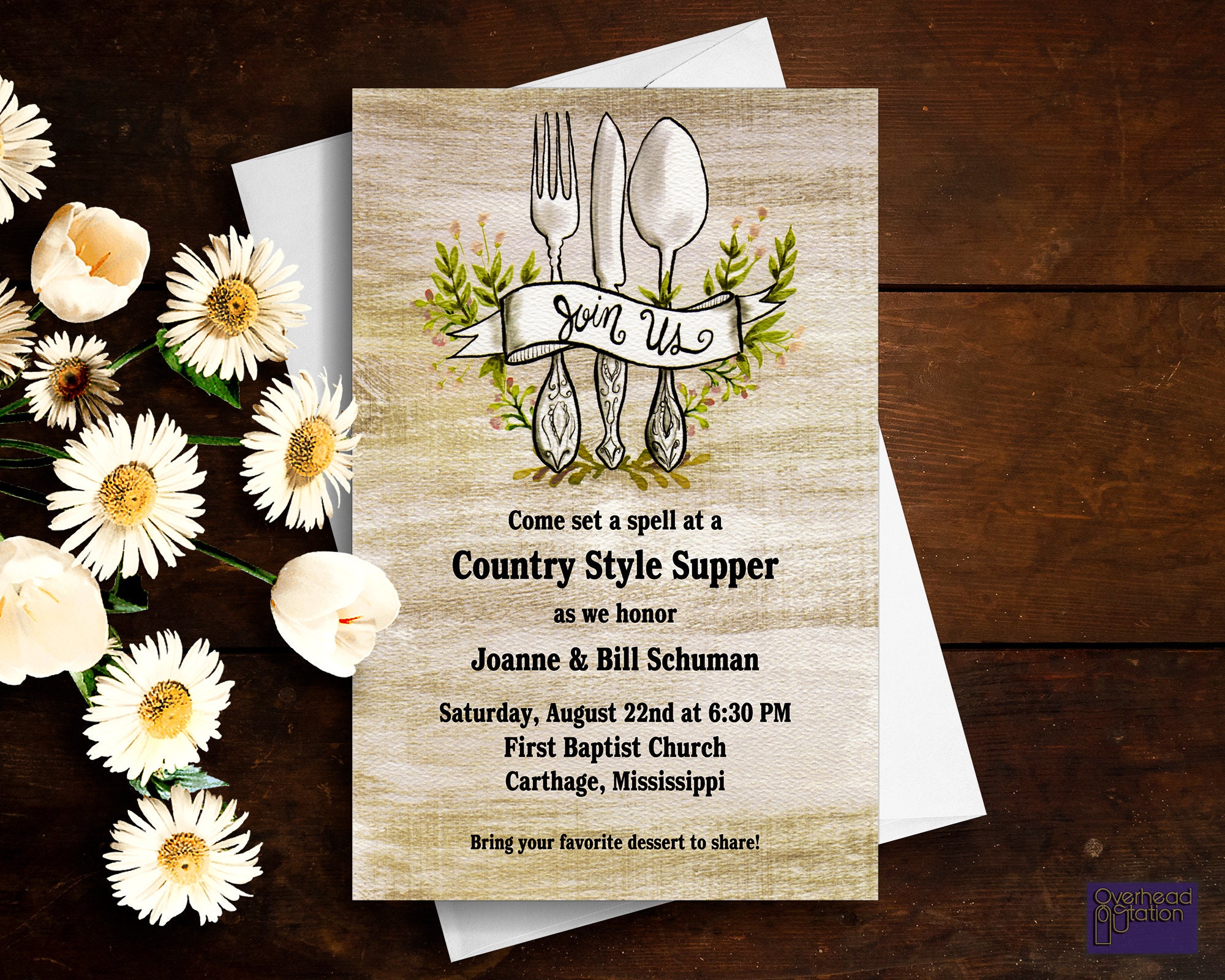 Join Us Rustic Style Church Meal Invitation image photo