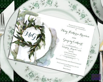 Crisp Linen - Engagement Dinner Invitation