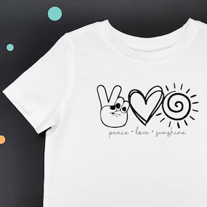 Bügelbild * love * peace * sunshine * Aufbügler * Wunschfarbe *