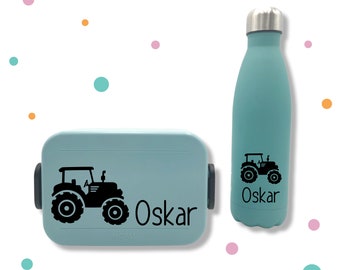 Aufkleber für Brotbox * mit Namen und Traktor * Wunschfarbe *