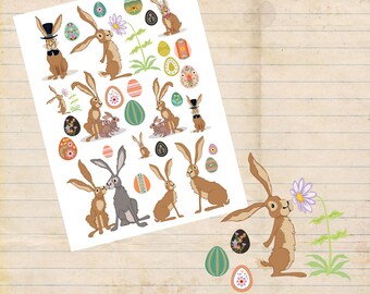 Sticker sheet A4 * Easter bunny ribbon * Paper sticker * Sticker