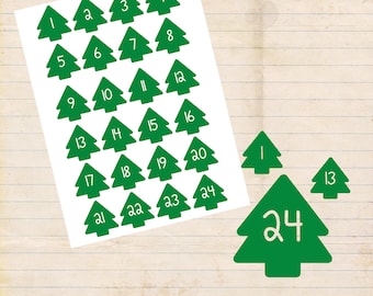 Advent calendar numbers * paper sticker * desired color