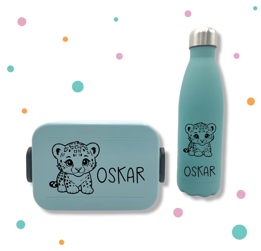 Lunch Box Customized Sticker Sticker for Lunch Box & Bottle With Name and Leopard Desired Color - Etsy