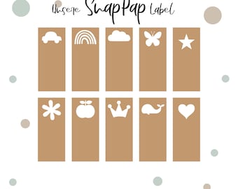 SnapPap label * vegan * 3 cm x 1.5 cm * leather look * different motifs