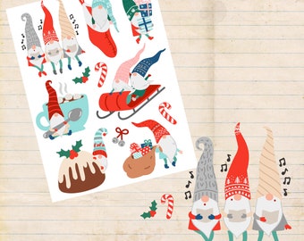 Sticker sheet A4 * Christmas gnomes * Paper stickers * Stickers