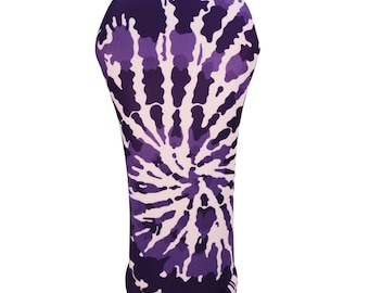 Purple Tie Dye-Golf Club Headcovers w/ Corresponding Numbers for Driver, Fairway, Hybrid or Matching Microfiber Towels. All Sold Separately