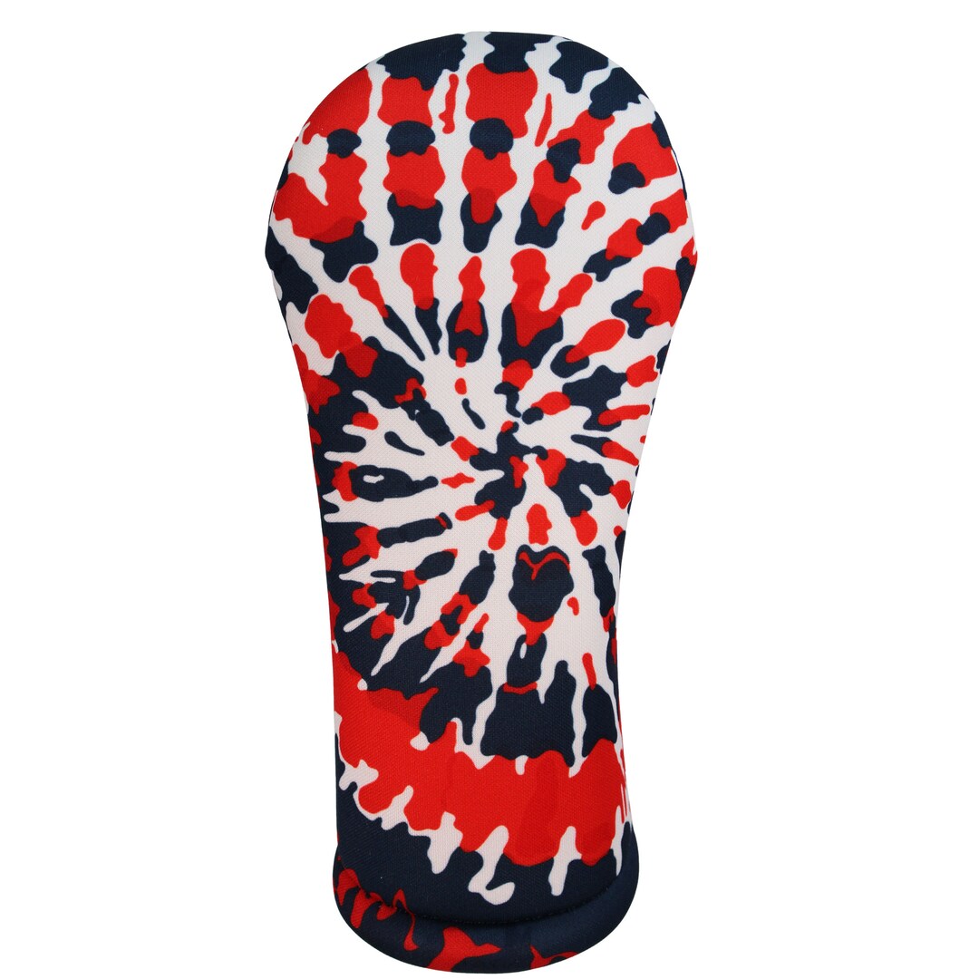 Red & Navy Blue Tie Dyegolf Club Headcover W/ Corresponding Number for