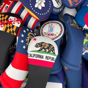 BEEJO’S Golf 50 United States + Puerto Rico Individual State Flag Club Headcovers for Driver, Fairway, Hybrid. All Sold Separately