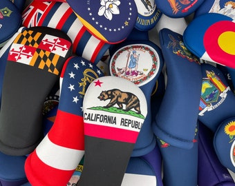 BEEJO’S Golf 50 United States + Puerto Rico Individual State Flag Club Headcovers for Driver, Fairway, Hybrid. All Sold Separately