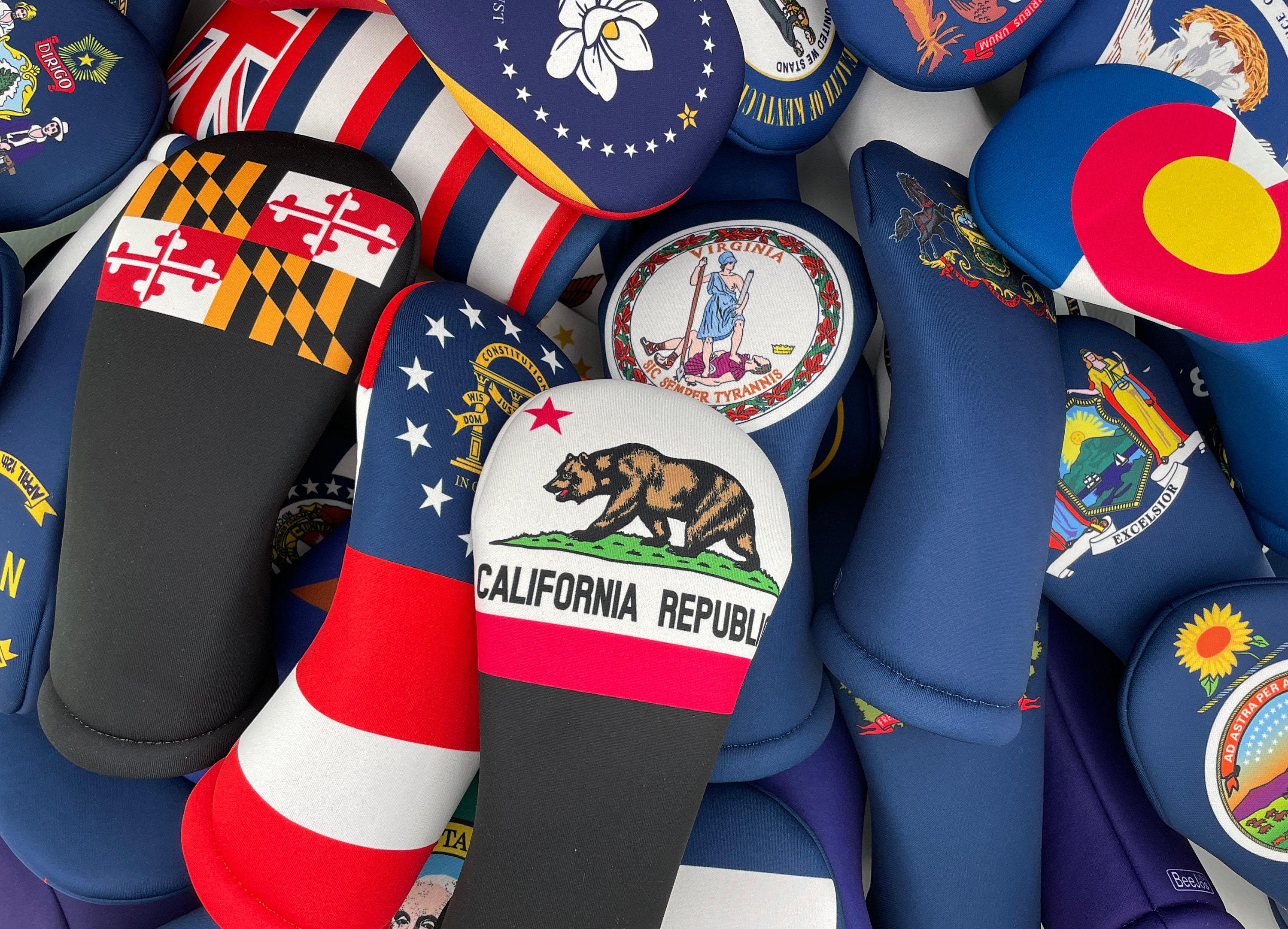United States Individual State Flag Themed Golf Club Head Covers