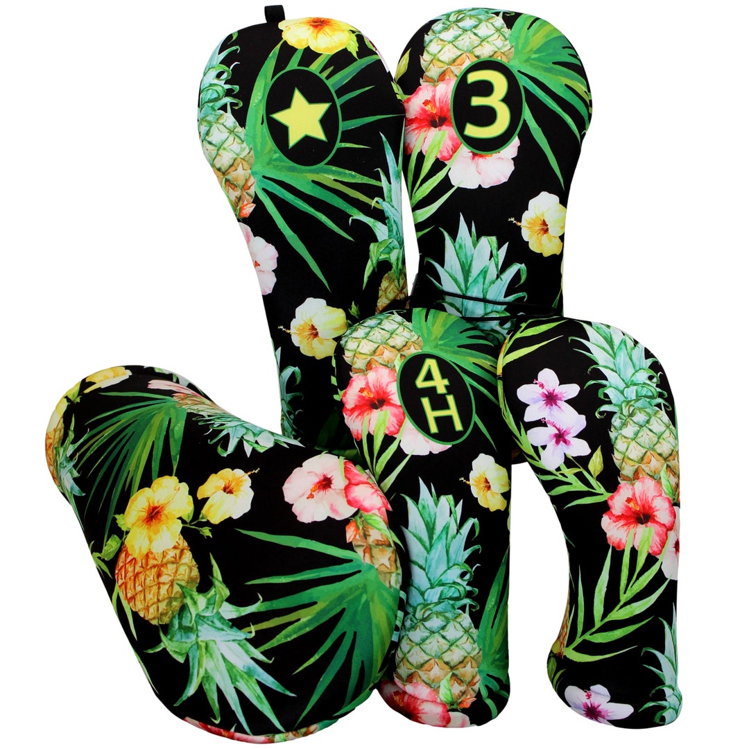 Hawaiian Black Flowersgolf Club Headcoversdriver Fairway Hybrid W