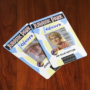 Jurassic Park-cosplay-identiteitsbadge - schermnauwkeurig - aangepast beschikbaar - (John Hammond, Ellie Sattler, Alan Grant, Dennis Nedry, Ian Malcolm)