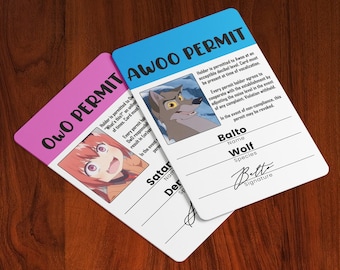 Awoo, OwO, or UwU Permit Card - Custom ID Badge