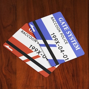 Tarjeta de llave del sistema Resident Evil Red & Blue Gate - Departamento de policía de Raccoon City (R.P.D.) - Insignia de identificación de cosplay - Precisión del juego