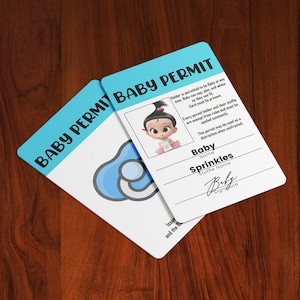 Baby Permit Card - Custom Personalized ID Badge - - Customized Text, Graphic & Photo, Color Choice - - CR80 (Credit Card Size)