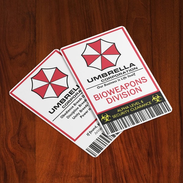 Resident Evil Umbrella Corporation - Bioweapons Division - Cosplay ID Badge - Game Accurate - (Raccoon City, R.P.D., Alice)