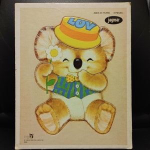 Puzzle en bois incrusté vintage Kirby le koala - Cartes de voeux Jaymar Gibson - Pièce de jeu puzzle classique - Formes épaisses | Enfants, tout-petits