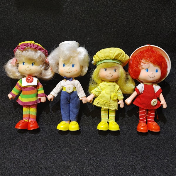 4 Remco Lifesavers Dolls - Complete Set - NEAR MINT (Lotta Flavors, L'il Lemon, Sweet Cherry, Mike E. Mint) Strawberry Shortcake Clone